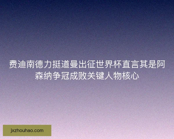 费迪南德力挺道曼出征世界杯直言其是阿森纳争冠成败关键人物核心