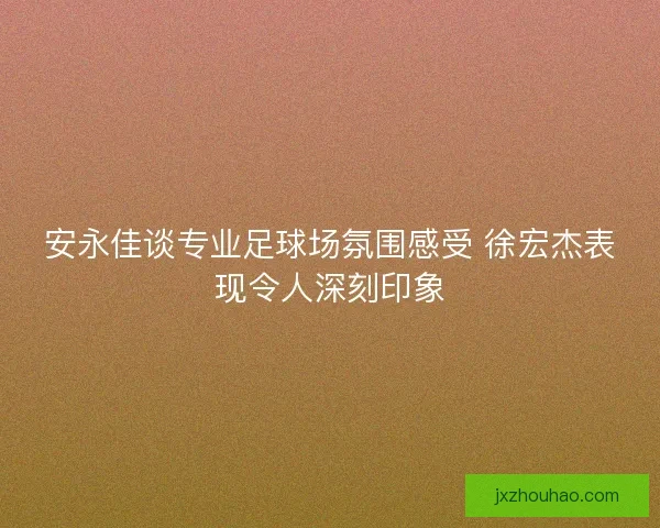 安永佳谈专业足球场氛围感受 徐宏杰表现令人深刻印象